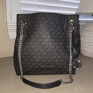 Michael Kors Black Chain Medium Shoulder Tote